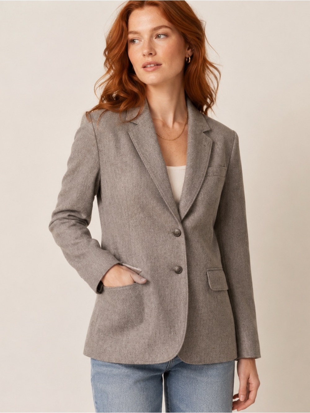 John Meyer Vintage Wool Blazer Taupe Size 10 Classic Tailored Jacket